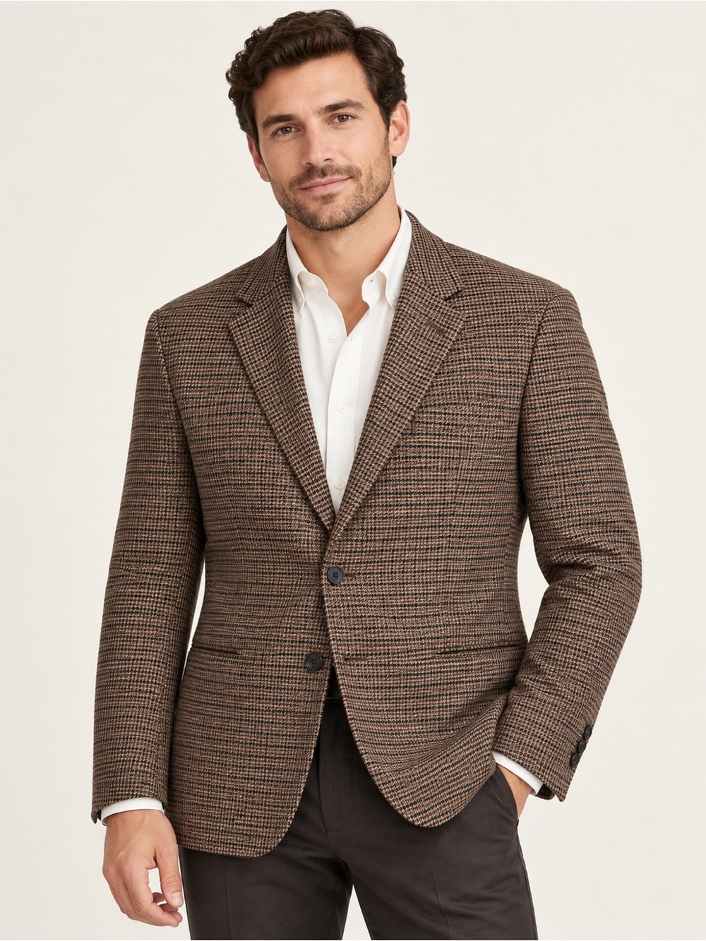 Lauren Ralph Lauren Brown Houndstooth Sport Coat 48R